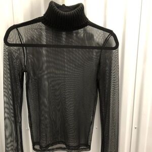 ZARA Semi Sheer Long Sleeve Knit Top Tunic, M